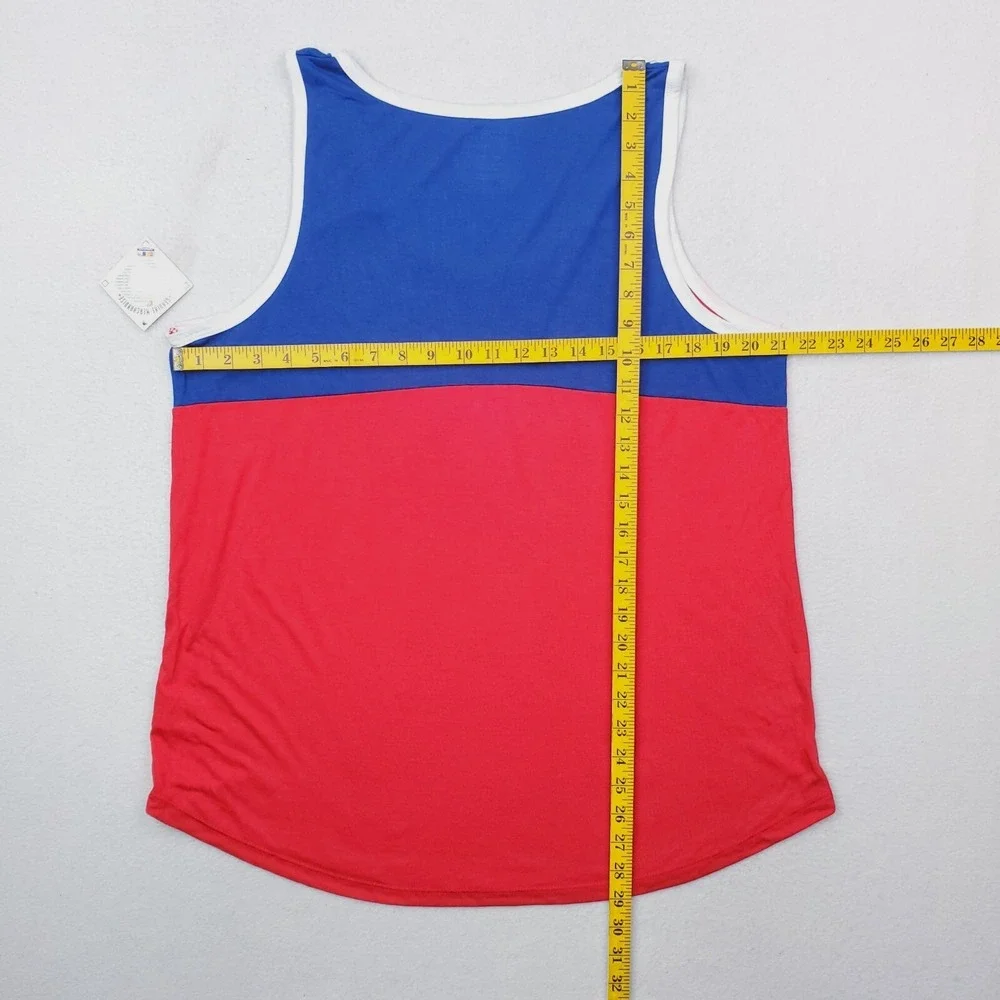 Texas Rangers Tank Top Womens XXL Blue Red Spellout Logo Shirt Baseball MLB NWT